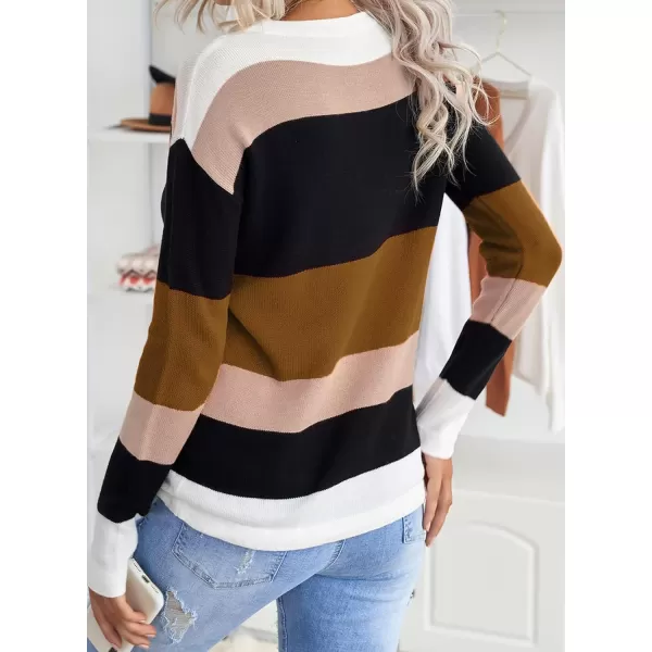 Dokotoo Fall Sweaters Round Neck Striped Cute Winter Pullover Sweaters for Women Trendy 2023 Drawstring