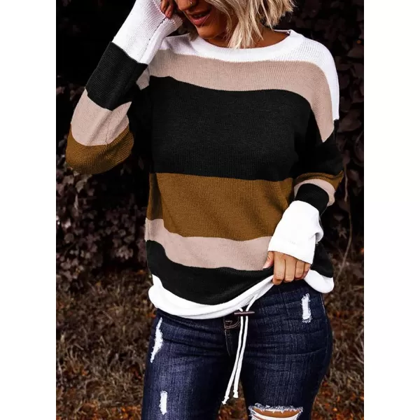Dokotoo Fall Sweaters Round Neck Striped Cute Winter Pullover Sweaters for Women Trendy 2023 Drawstring