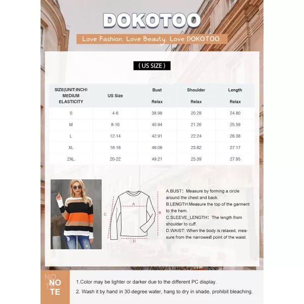 Dokotoo Fall Sweaters Round Neck Striped Cute Winter Pullover Sweaters for Women Trendy 2023 Drawstring