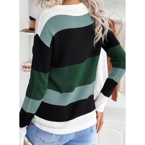 Dokotoo Fall Sweaters Round Neck Striped Cute Winter Pullover Sweaters for Women Trendy 2023 Drawstring