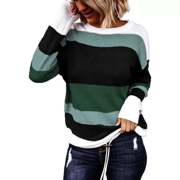 Dokotoo Fall Sweaters Round Neck Striped Cute Winter Pullover Sweaters for Women Trendy 2023 Drawstring