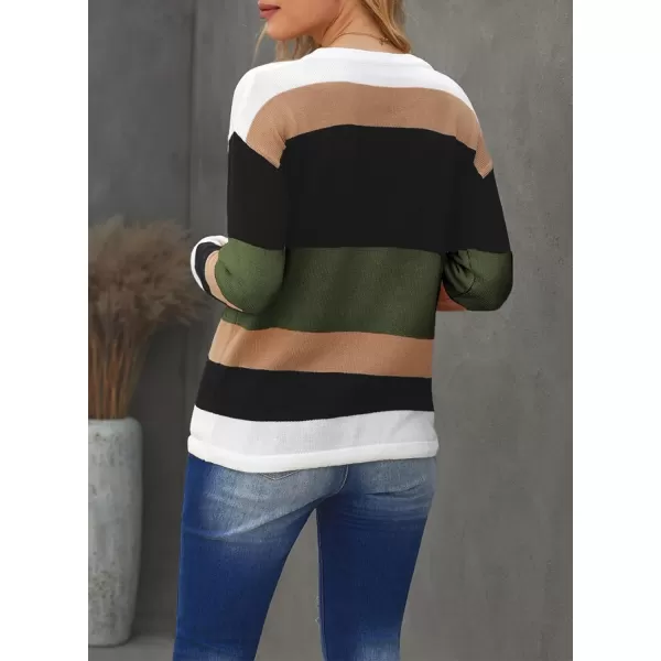 Dokotoo Fall Sweaters Round Neck Striped Cute Winter Pullover Sweaters for Women Trendy 2023 Drawstring