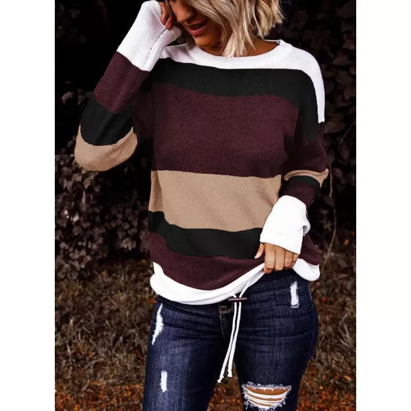 Dokotoo Fall Sweaters Round Neck Striped Cute Winter Pullover Sweaters for Women Trendy 2023 Drawstring