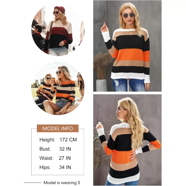 Dokotoo Fall Sweaters Round Neck Striped Cute Winter Pullover Sweaters for Women Trendy 2023 Drawstring