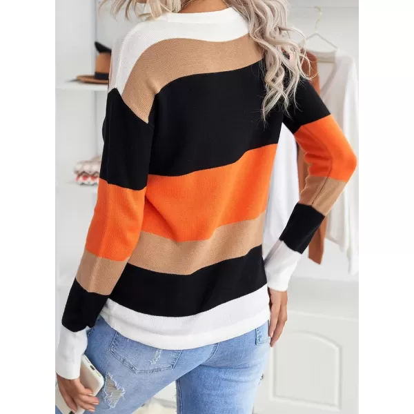 Dokotoo Fall Sweaters Round Neck Striped Cute Winter Pullover Sweaters for Women Trendy 2023 Drawstring