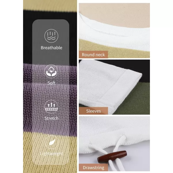 Dokotoo Fall Sweaters Round Neck Striped Cute Winter Pullover Sweaters for Women Trendy 2023 Drawstring