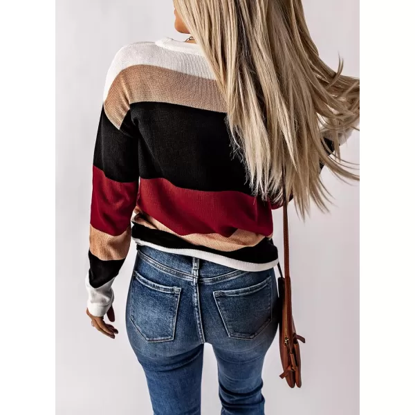 Dokotoo Fall Sweaters Round Neck Striped Cute Winter Pullover Sweaters for Women Trendy 2023 Drawstring