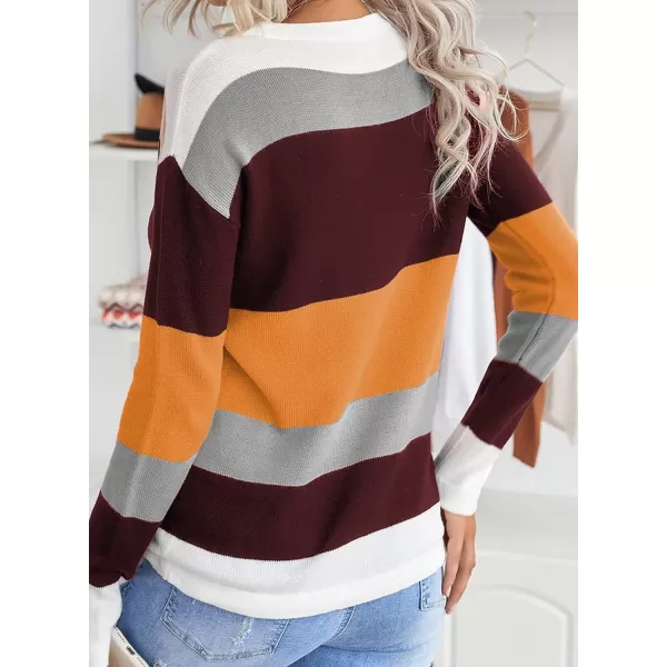 Dokotoo Fall Sweaters Round Neck Striped Cute Winter Pullover Sweaters for Women Trendy 2023 Drawstring