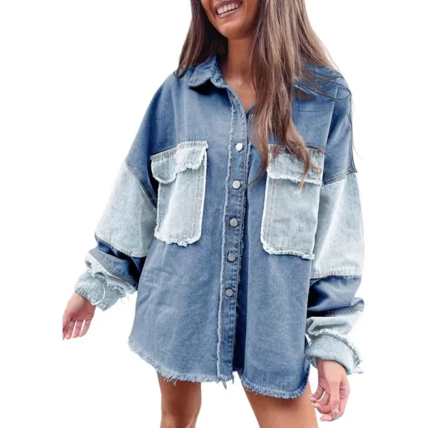 Dokotoo Jean Jacket Women Oversized Patchwork Fashion 2023 Shacket Jacket Women Long Boyfriend Button Down Shirts