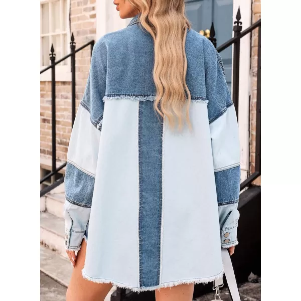 Dokotoo Jean Jacket Women Oversized Patchwork Fashion 2023 Shacket Jacket Women Long Boyfriend Button Down Shirts