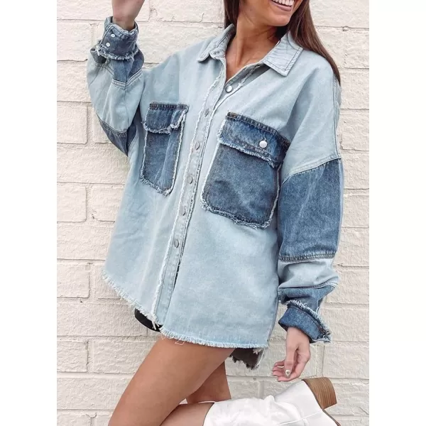 Dokotoo Jean Jacket Women Oversized Patchwork Fashion 2023 Shacket Jacket Women Long Boyfriend Button Down Shirts