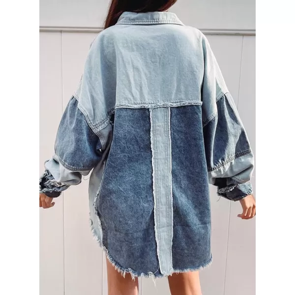 Dokotoo Jean Jacket Women Oversized Patchwork Fashion 2023 Shacket Jacket Women Long Boyfriend Button Down Shirts