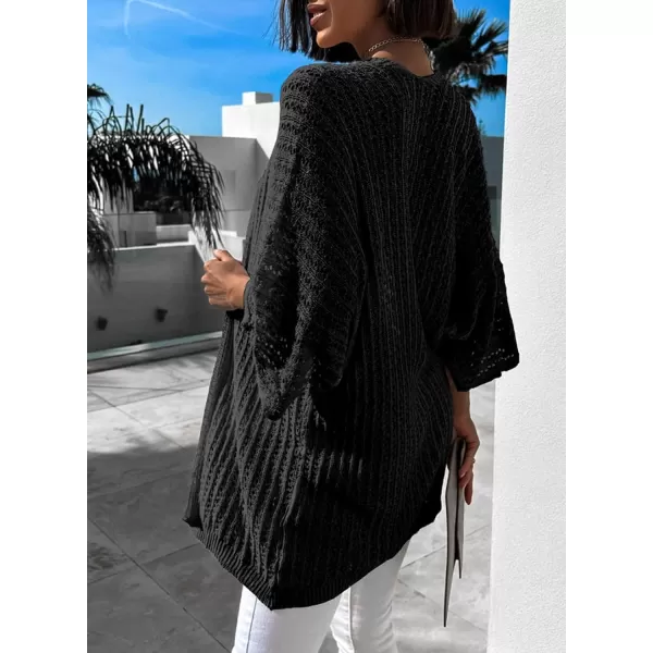 Dokotoo Lightweight Summer Cardigan for Women 2023 Spring Fall Hollow-Out Knit Kimono Netted Crochet Knit Cardigans Sweaters