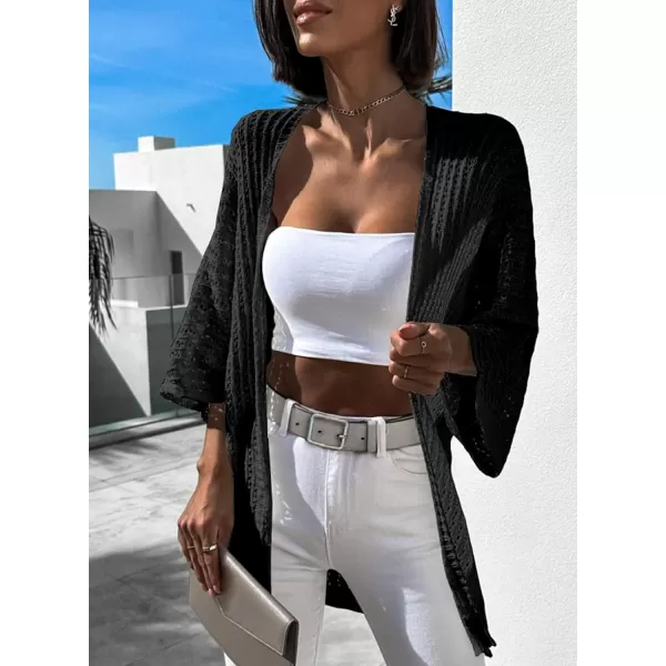 Dokotoo Lightweight Summer Cardigan for Women 2023 Spring Fall Hollow-Out Knit Kimono Netted Crochet Knit Cardigans Sweaters