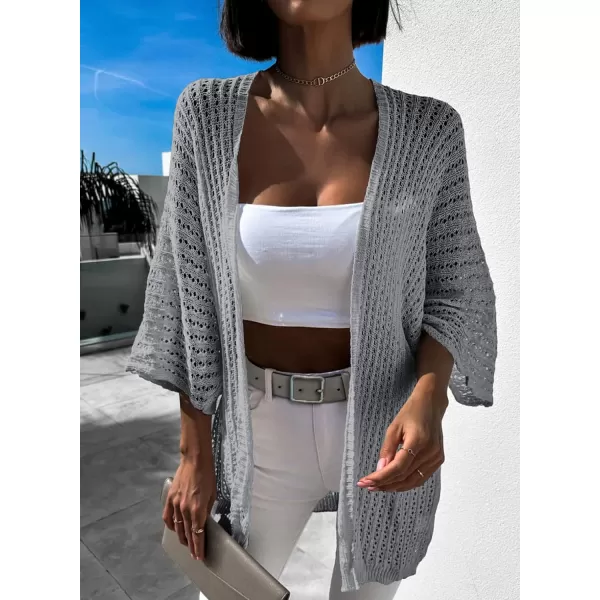 Dokotoo Lightweight Summer Cardigan for Women 2023 Spring Fall Hollow-Out Knit Kimono Netted Crochet Knit Cardigans Sweaters