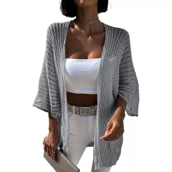 Dokotoo Lightweight Summer Cardigan for Women 2023 Spring Fall Hollow-Out Knit Kimono Netted Crochet Knit Cardigans Sweaters