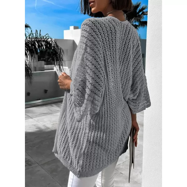 Dokotoo Lightweight Summer Cardigan for Women 2023 Spring Fall Hollow-Out Knit Kimono Netted Crochet Knit Cardigans Sweaters