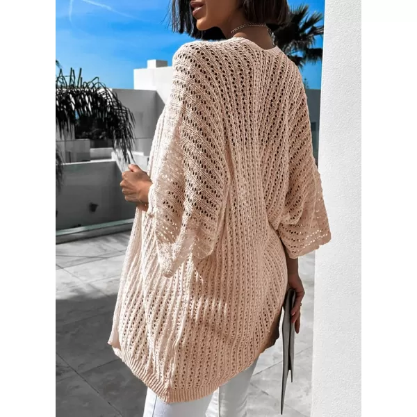 Dokotoo Lightweight Summer Cardigan for Women 2023 Spring Fall Hollow-Out Knit Kimono Netted Crochet Knit Cardigans Sweaters