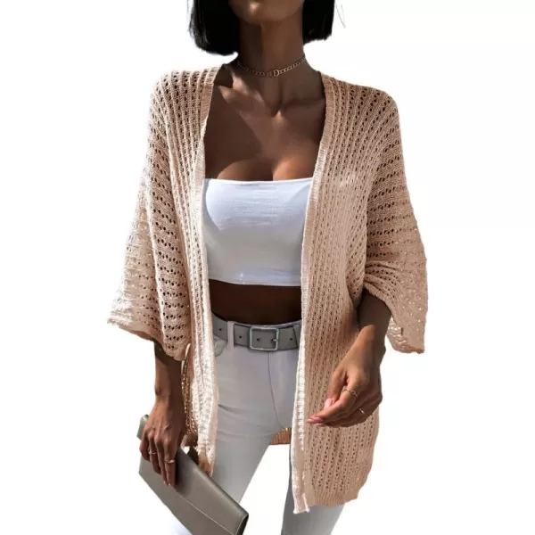 Dokotoo Lightweight Summer Cardigan for Women 2023 Spring Fall Hollow-Out Knit Kimono Netted Crochet Knit Cardigans Sweaters