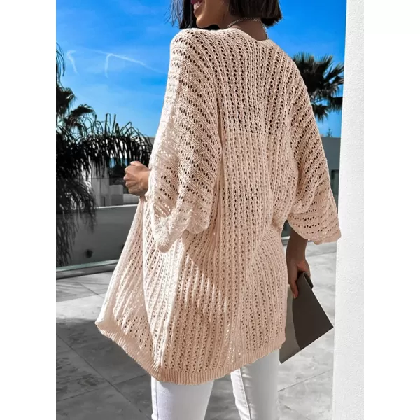 Dokotoo Lightweight Summer Cardigan for Women 2023 Spring Fall Hollow-Out Knit Kimono Netted Crochet Knit Cardigans Sweaters