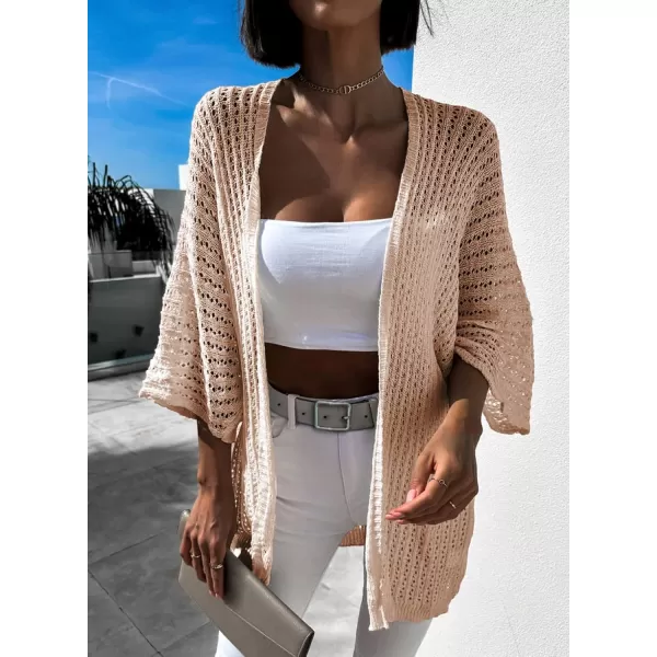 Dokotoo Lightweight Summer Cardigan for Women 2023 Spring Fall Hollow-Out Knit Kimono Netted Crochet Knit Cardigans Sweaters