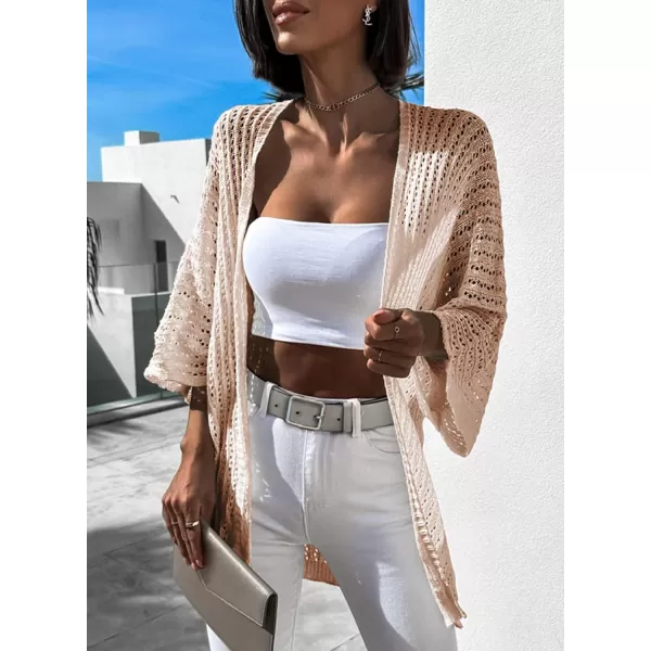Dokotoo Lightweight Summer Cardigan for Women 2023 Spring Fall Hollow-Out Knit Kimono Netted Crochet Knit Cardigans Sweaters