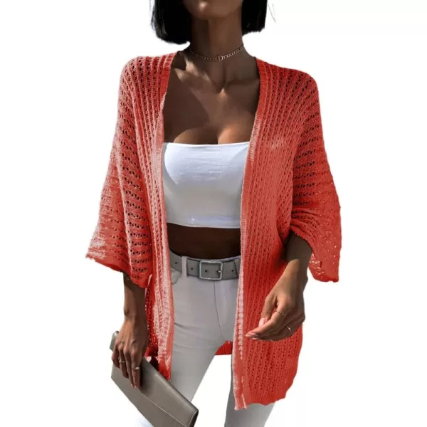 Dokotoo Lightweight Summer Cardigan for Women 2023 Spring Fall Hollow-Out Knit Kimono Netted Crochet Knit Cardigans Sweaters
