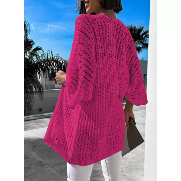 Dokotoo Lightweight Summer Cardigan for Women 2023 Spring Fall Hollow-Out Knit Kimono Netted Crochet Knit Cardigans Sweaters