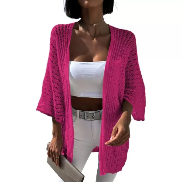 Dokotoo Lightweight Summer Cardigan for Women 2023 Spring Fall Hollow-Out Knit Kimono Netted Crochet Knit Cardigans Sweaters