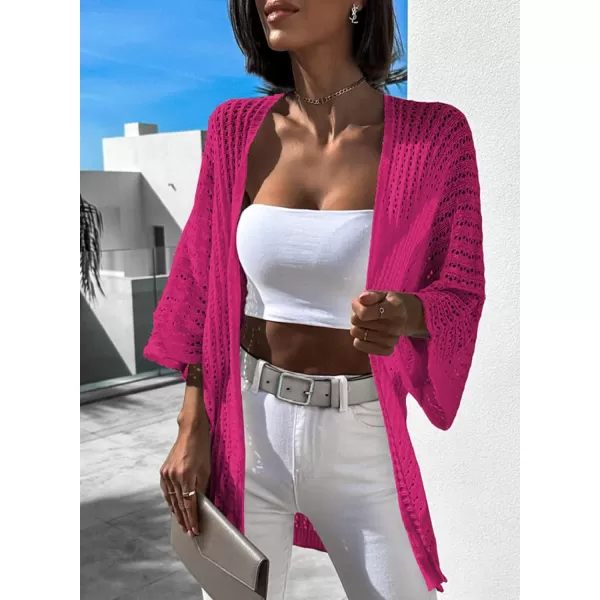Dokotoo Lightweight Summer Cardigan for Women 2023 Spring Fall Hollow-Out Knit Kimono Netted Crochet Knit Cardigans Sweaters