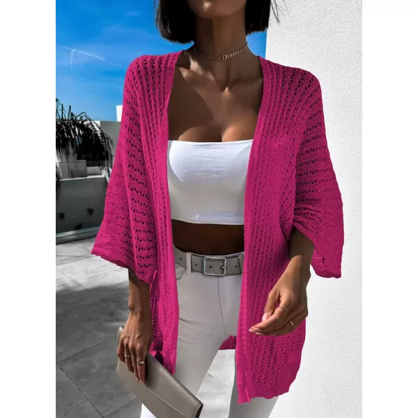Dokotoo Lightweight Summer Cardigan for Women 2023 Spring Fall Hollow-Out Knit Kimono Netted Crochet Knit Cardigans Sweaters