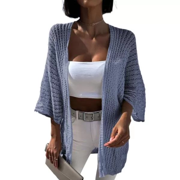 Dokotoo Lightweight Summer Cardigan for Women 2023 Spring Fall Hollow-Out Knit Kimono Netted Crochet Knit Cardigans Sweaters