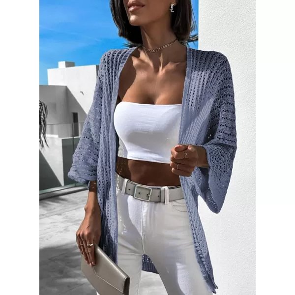 Dokotoo Lightweight Summer Cardigan for Women 2023 Spring Fall Hollow-Out Knit Kimono Netted Crochet Knit Cardigans Sweaters