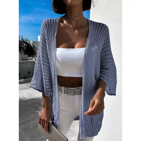 Dokotoo Lightweight Summer Cardigan for Women 2023 Spring Fall Hollow-Out Knit Kimono Netted Crochet Knit Cardigans Sweaters