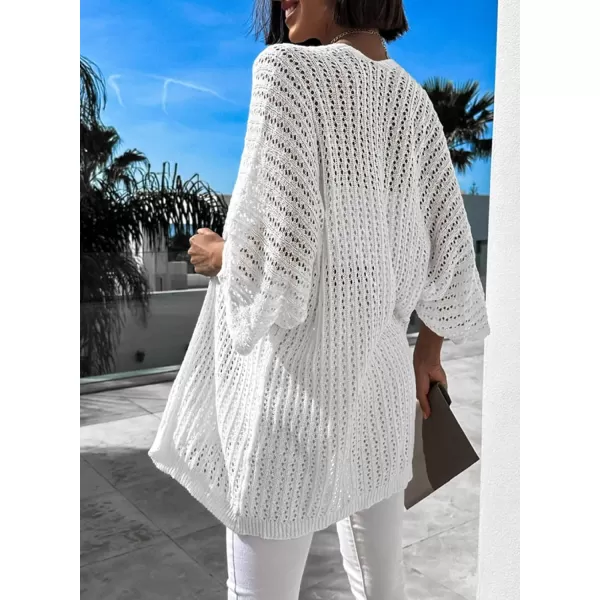 Dokotoo Lightweight Summer Cardigan for Women 2023 Spring Fall Hollow-Out Knit Kimono Netted Crochet Knit Cardigans Sweaters