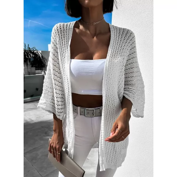 Dokotoo Lightweight Summer Cardigan for Women 2023 Spring Fall Hollow-Out Knit Kimono Netted Crochet Knit Cardigans Sweaters