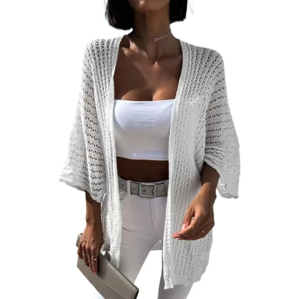 Dokotoo Lightweight Summer Cardigan for Women 2023 Spring Fall Hollow-Out Knit Kimono Netted Crochet Knit Cardigans Sweaters