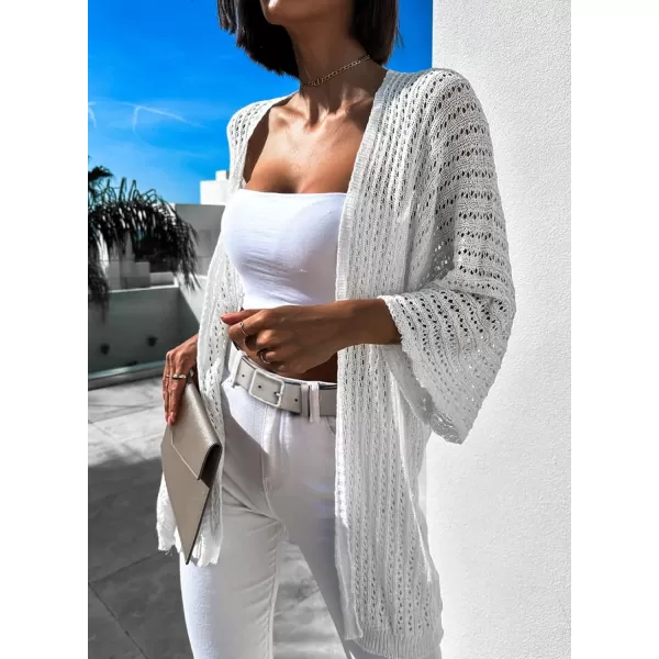 Dokotoo Lightweight Summer Cardigan for Women 2023 Spring Fall Hollow-Out Knit Kimono Netted Crochet Knit Cardigans Sweaters