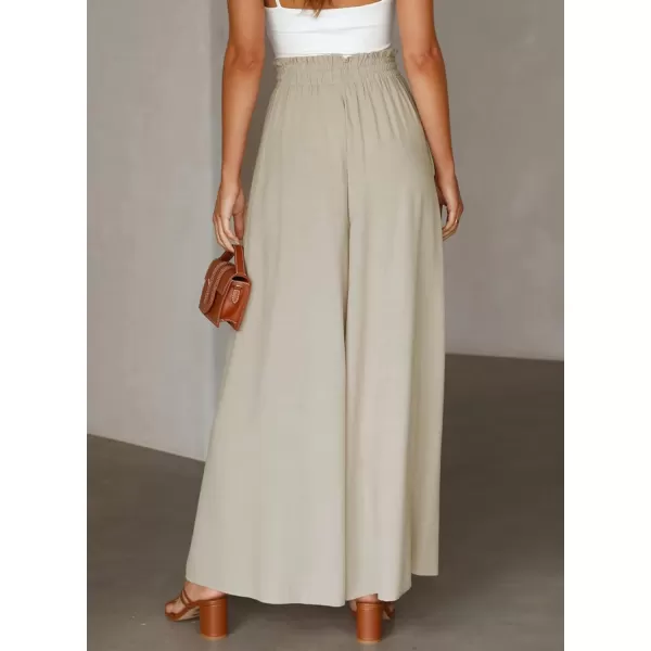 Dokotoo Pants for Women Casual Elastic Waist Wide Leg Pants with Pockets