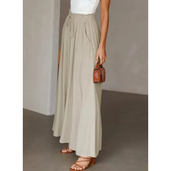 Dokotoo Pants for Women Casual Elastic Waist Wide Leg Pants with Pockets