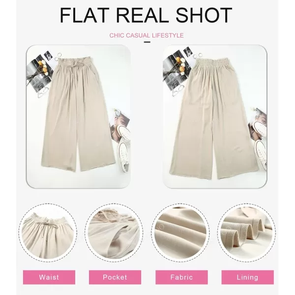 Dokotoo Pants for Women Casual Elastic Waist Wide Leg Pants with Pockets