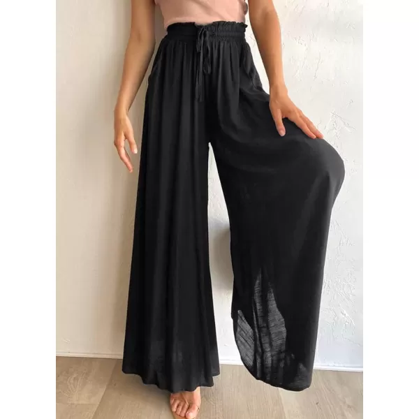 Dokotoo Pants for Women Casual Elastic Waist Wide Leg Pants with Pockets