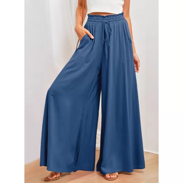 Dokotoo Pants for Women Casual Elastic Waist Wide Leg Pants with Pockets