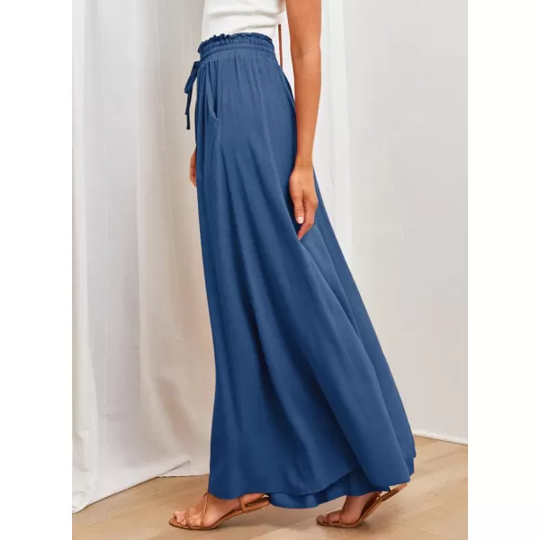 Dokotoo Pants for Women Casual Elastic Waist Wide Leg Pants with Pockets