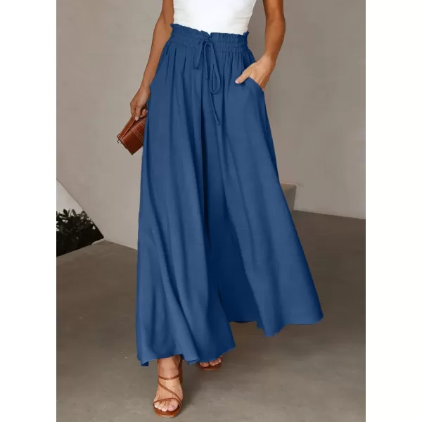 Dokotoo Pants for Women Casual Elastic Waist Wide Leg Pants with Pockets