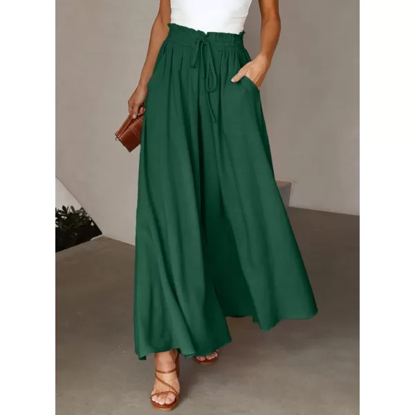 Dokotoo Pants for Women Casual Elastic Waist Wide Leg Pants with Pockets