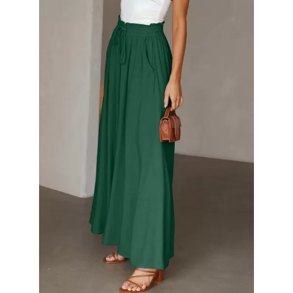 Dokotoo Pants for Women Casual Elastic Waist Wide Leg Pants with Pockets