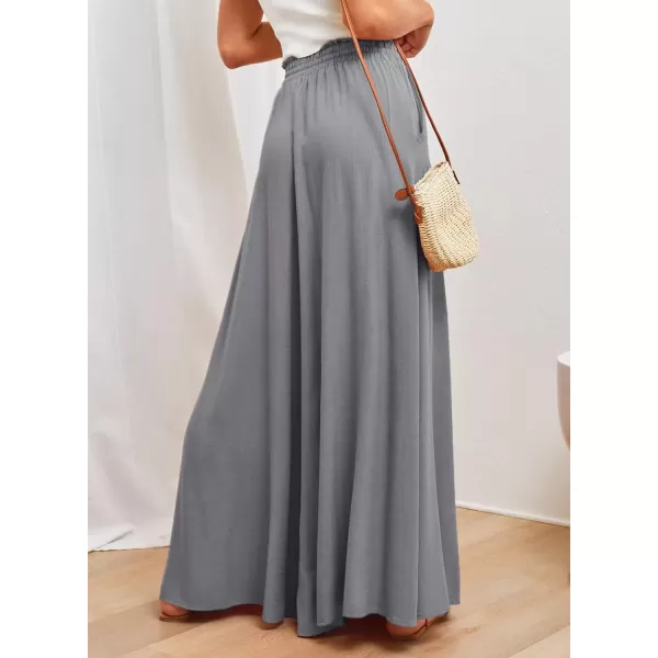 Dokotoo Pants for Women Casual Elastic Waist Wide Leg Pants with Pockets