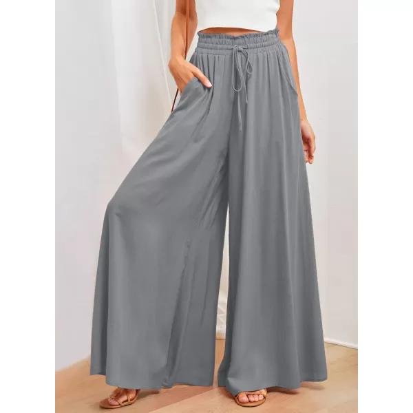 Dokotoo Pants for Women Casual Elastic Waist Wide Leg Pants with Pockets