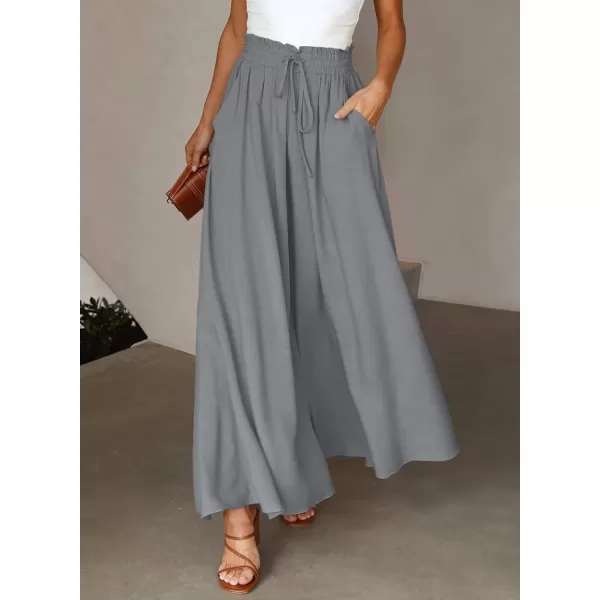 Dokotoo Pants for Women Casual Elastic Waist Wide Leg Pants with Pockets